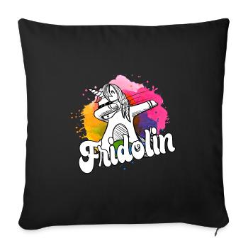 FRIDOLIN - Schöner Jungen Name mit Coolem Einhorn - Sofakissenbezug 45 x 45 cm - Schwarz - Vorne