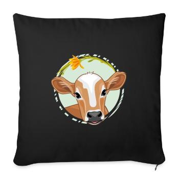 Cute peeking calf - Sofa pillowcase 17,3'' x 17,3'' (45 x 45 cm) - black - Front