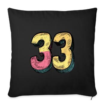 33 Zahl Bunt - Sofakissenbezug 45 x 45 cm - Schwarz - Vorne