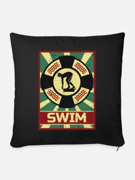 Propagande de natation - Housse de coussin décorative 45 x 45 cm - noir