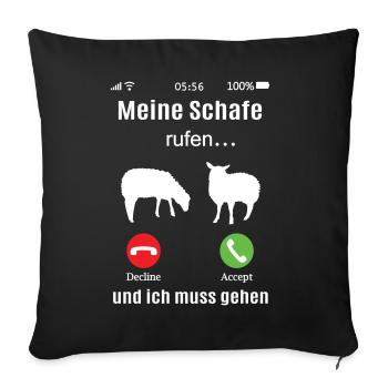 Meine Schafe rufen Schäfer Schaf lustig Bauernhof - Sofakissenbezug 45 x 45 cm - Schwarz - Vorne