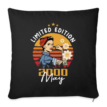 Legendary since May 2000 - May 2000 Birthday 2000 - Sofa pillowcase 17,3'' x 17,3'' (45 x 45 cm) - black - Front