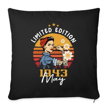 Legendary since May 1943 - May 1943 Birthday 1943 - Sofa pillowcase 17,3'' x 17,3'' (45 x 45 cm) - black - Front