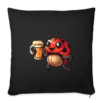 Bière Ladybug Pixel - Housse de coussin décorative 45 x 45 cm - noir - Devant