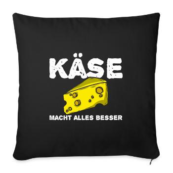 Käse - Sofakissenbezug 45 x 45 cm - Schwarz - Vorne