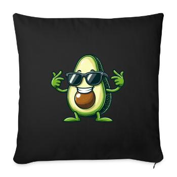 Cool avocado with sunglasses Funny design - Sofa pillowcase 17,3'' x 17,3'' (45 x 45 cm) - black - Front