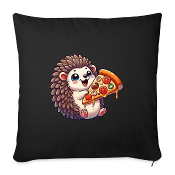 Funny Hedgehog Pizza Pizza Lovers Pizza Fans - Sofa pillowcase 17,3'' x 17,3'' (45 x 45 cm) - black - Front