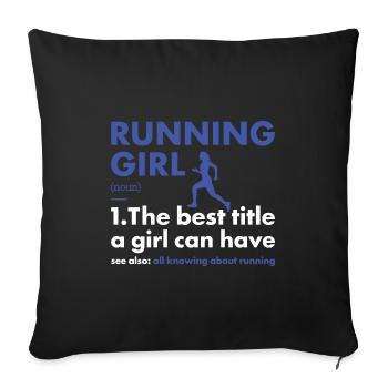 Sport Girl Running - Sofa pillowcase 17,3'' x 17,3'' (45 x 45 cm) - black - Front