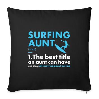Sport Aunt Surfing - Sofa pillowcase 17,3'' x 17,3'' (45 x 45 cm) - black - Front
