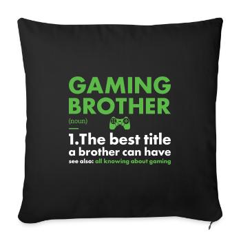 Gamer Brother Définition Jeu - Housse de coussin décorative 45 x 45 cm - noir - Devant