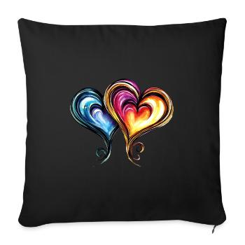 Hearts Colorful Ornament Love - Sofa pillowcase 17,3'' x 17,3'' (45 x 45 cm) - black - Front