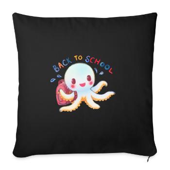Poulpe Kawaii Mignon Enfants École Back to School - Housse de coussin décorative 45 x 45 cm - noir - Devant