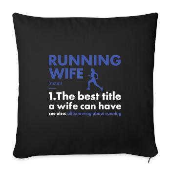 Sport Wife Running - Sofa pillowcase 17,3'' x 17,3'' (45 x 45 cm) - black - Front