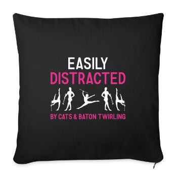 Easily Distracted By Cats And Baton Twirling - Sofa pillowcase 17,3'' x 17,3'' (45 x 45 cm) - black - Front