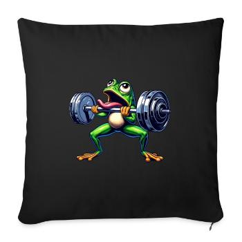 Frog Toad Workout Dumbbell Workout Funny - Sofa pillowcase 17,3'' x 17,3'' (45 x 45 cm) - black - Front