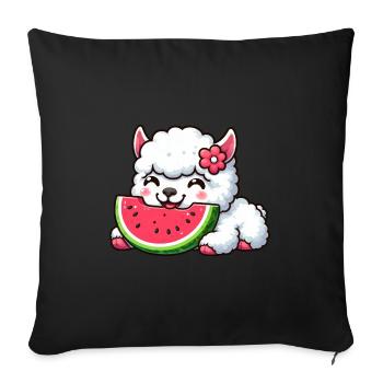 Llama Alpaca Watermelon Cartoon Summer - Sofa pillowcase 17,3'' x 17,3'' (45 x 45 cm) - black - Front