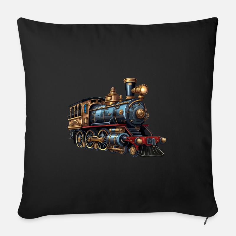 Zeitreise: Dampflokomotive des 19. Jahrhunderts - Sofakissenbezug 45 x 45 cm - Schwarz
