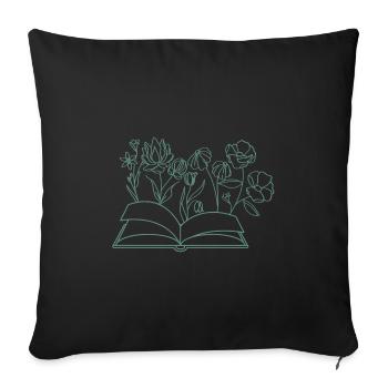 Book with flowers, reading, hobby, bookworm, flowers - Sofa pillowcase 17,3'' x 17,3'' (45 x 45 cm) - black - Front