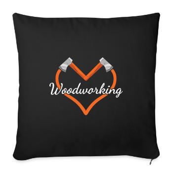 Cœur de menuisier Travail du bois - Housse de coussin décorative 45 x 45 cm - noir - Devant