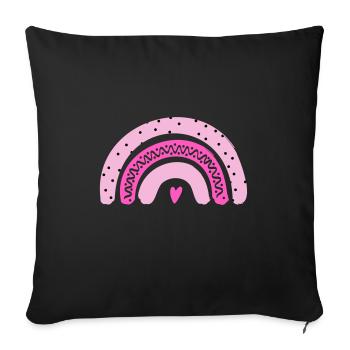 Arc-en-ciel rose avec cœur - Housse de coussin décorative 45 x 45 cm - noir - Devant