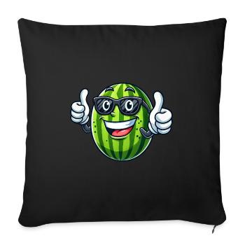 Lunettes de soleil fraîches pastèque fruits d’été - Housse de coussin décorative 45 x 45 cm - noir - Devant