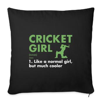 Sport Girl Definition Cricket - Sofa pillowcase 17,3'' x 17,3'' (45 x 45 cm) - black - Front