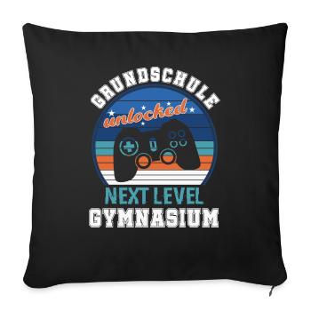 Schulabschluss Grundschule Level Gymnasium Gamer - Sofakissenbezug 45 x 45 cm - Schwarz - Vorne