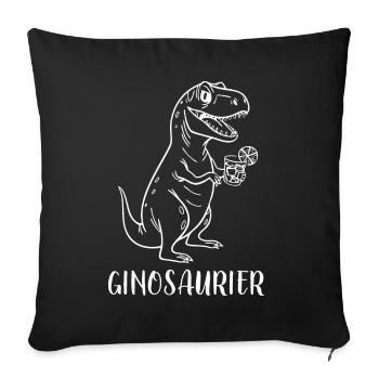 Ginosaurier - lustiger T-rex Dino mit Gin - Sofakissenbezug 45 x 45 cm - Schwarz - Vorne
