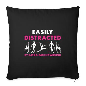 Easily Distracted By Cats And Baton Twirling - Sofa pillowcase 17,3'' x 17,3'' (45 x 45 cm) - black - Front
