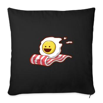 Petit-déjeuner Oeufs Bacon Cadeau - Housse de coussin décorative 45 x 45 cm - noir - Devant