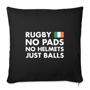 Rugby Pas de coussinets pas de casques juste des ballons Irlande Rugby - Housse de coussin décorative 45 x 45 cm - noir - Devant
