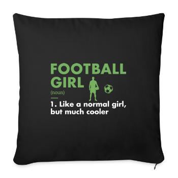 Sport Fille Définition Football - Housse de coussin décorative 45 x 45 cm - noir - Devant