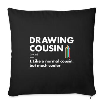 Drawer Cousin Definition Drawing - Sofa pillowcase 17,3'' x 17,3'' (45 x 45 cm) - black - Front