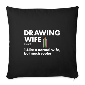 Dessin de définition de femme de tiroir - Housse de coussin décorative 45 x 45 cm - noir - Devant