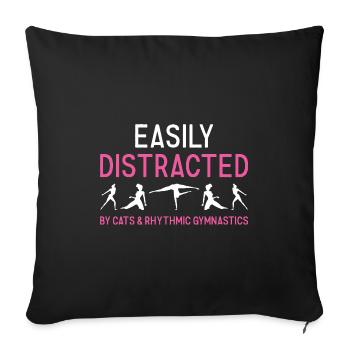 Gymnast Distracted By Cats And Rhythmic Gymnastics - Sofa pillowcase 17,3'' x 17,3'' (45 x 45 cm) - black - Front