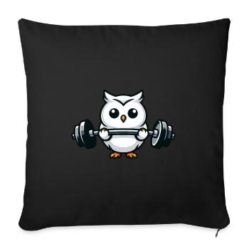 Schneeeule Gewichtheber Hantel Fitness Workout - Sofakissenbezug 45 x 45 cm - Schwarz - Vorne