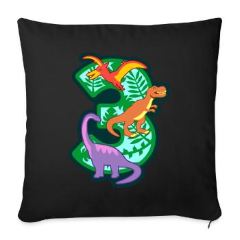 Dinosaurs 3rd birthday party number 3 - 3 years - Sofa pillowcase 17,3'' x 17,3'' (45 x 45 cm) - black - Front