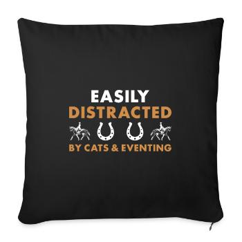 Les cavaliers sont facilement distraits par les chats et le concours complet - Housse de coussin décorative 45 x 45 cm - noir - Devant