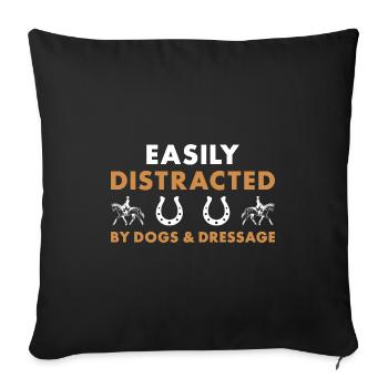 Cavalier facilement distrait par les chiens et le dressage - Housse de coussin décorative 45 x 45 cm - noir - Devant