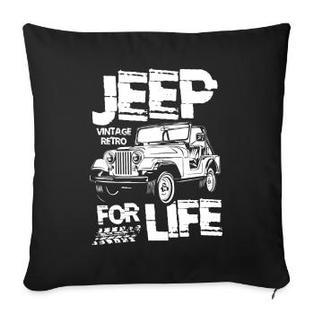 Jeep for Life - Housse de coussin décorative 45 x 45 cm - noir - Devant