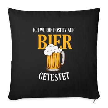Corona - Test Coronavirus Bier Biergarten Geschenk - Sofakissenbezug 45 x 45 cm - Schwarz - Vorne