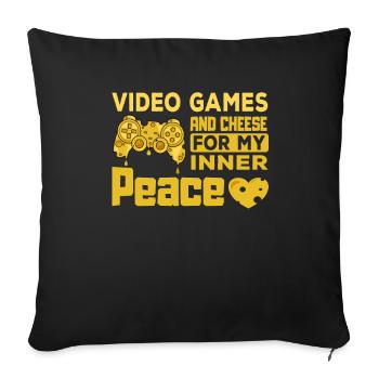 Video Games und Käse Gamer zocken Console Geschenk - Sofakissenbezug 45 x 45 cm - Schwarz - Vorne