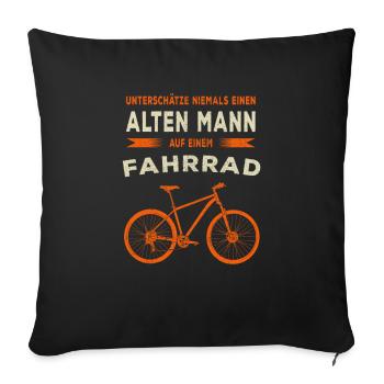 Alter Mann - Fahrrad - Vintage Retro Style - Sofakissenbezug 45 x 45 cm - Schwarz - Vorne