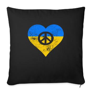 Guerre en Ukraine - Paix Signe en Cœur - Housse de coussin décorative 45 x 45 cm - noir - Devant