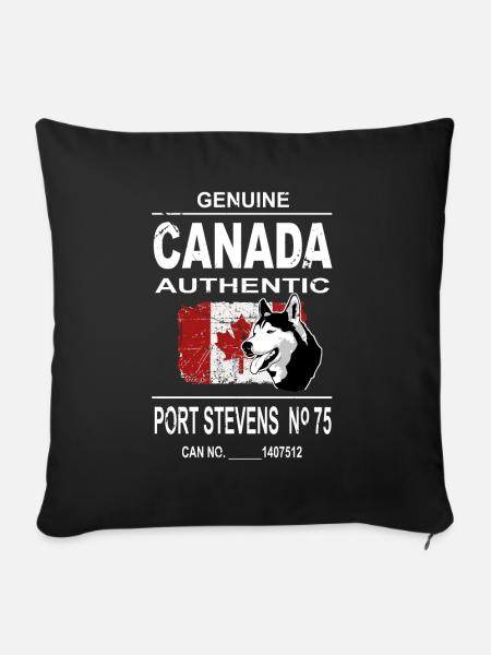 Maple Leaf - Huskys - Canada - Sofakissenbezug 45 x 45 cm - Schwarz