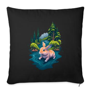 Beautiful illustration of a rabbit - Sofa pillowcase 17,3'' x 17,3'' (45 x 45 cm) - black - Front