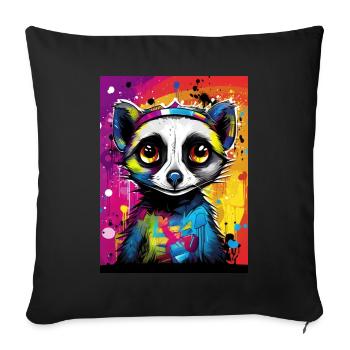 [MB] Verliebtes Erdmännchen: Farbenfrohe Zuneigung - Sofakissenbezug 45 x 45 cm - Schwarz - Vorne
