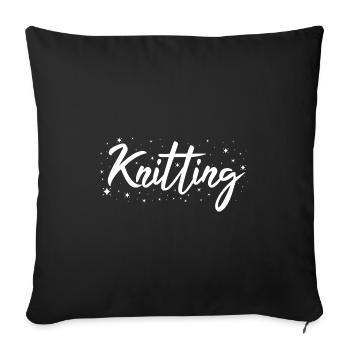 Tricoteuse Tricot - Housse de coussin décorative 45 x 45 cm - noir - Devant