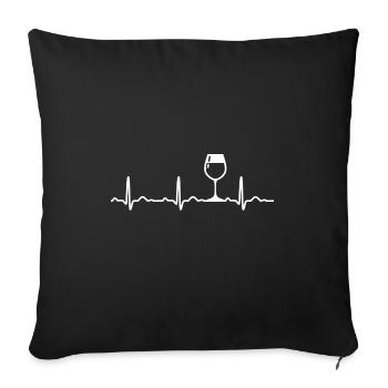 Wein vorhanden EKG Herzschlag Herzfrequenzfrequenz - Sofakissenbezug 45 x 45 cm - Schwarz - Vorne
