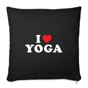Yogi J’aime le yoga - Housse de coussin décorative 45 x 45 cm - noir - Devant